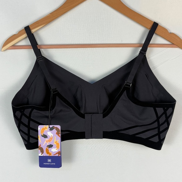 NWT HoneyLove Womens Silhouette Wireless Bonded Support Bra Sz L 38 B/C Black - Picture 7 of 12